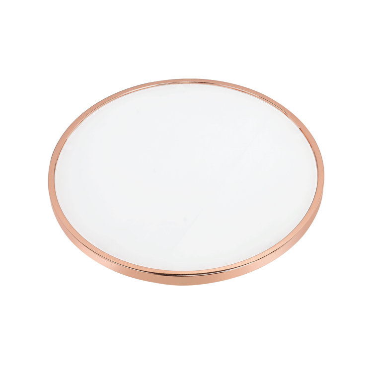 Small Round Copper and Frosted Glass Coffee Table