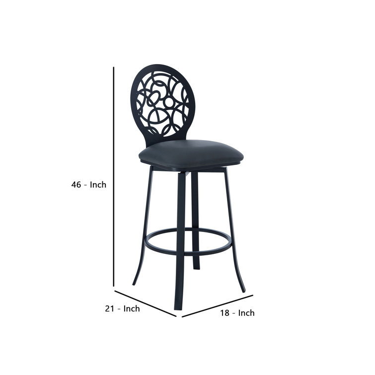 Contemporary Lotus 30" Swivel Barstool in Brushed Stainless Steel and Gray