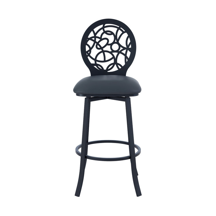 Contemporary Lotus 30" Swivel Barstool in Brushed Stainless Steel and Gray