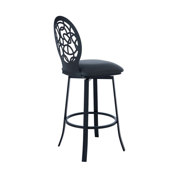 Contemporary Lotus 30" Swivel Barstool in Brushed Stainless Steel and Gray