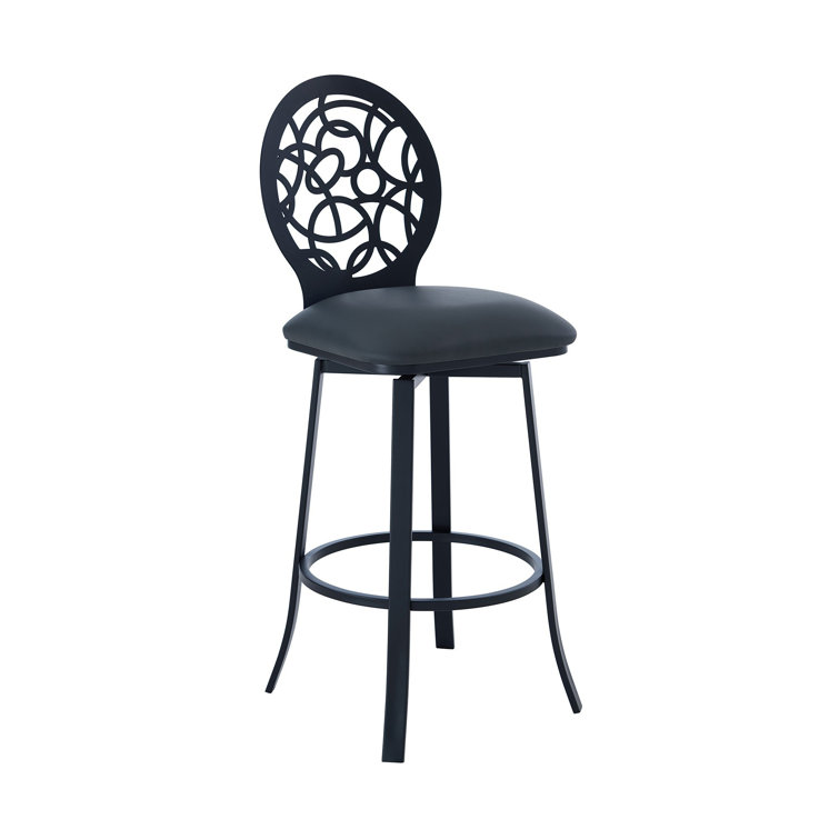 Contemporary Lotus 30" Swivel Barstool in Brushed Stainless Steel and Gray