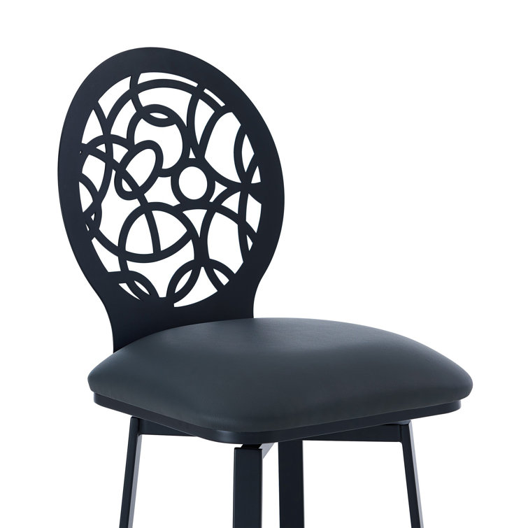 Contemporary Lotus 30" Swivel Barstool in Brushed Stainless Steel and Gray