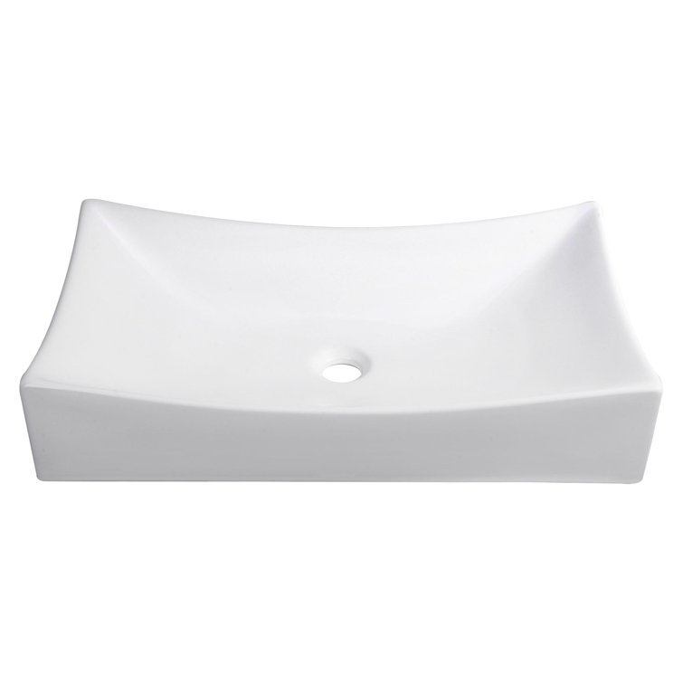 Aquaterior 26'' White Ceramic Rectangular Vessel Sink