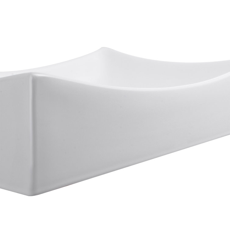 Aquaterior 26'' White Ceramic Rectangular Vessel Sink