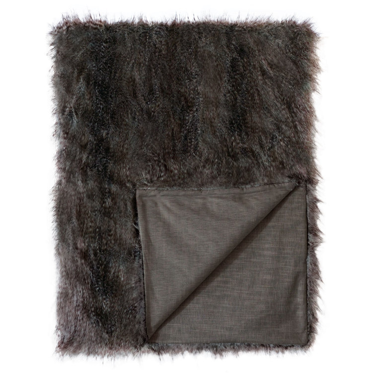 Hand Woven Dark Brown Faux Fur Throw Blanket