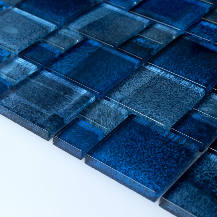 Deep Sea Blue Polished Glass Mosaic Wall Tile