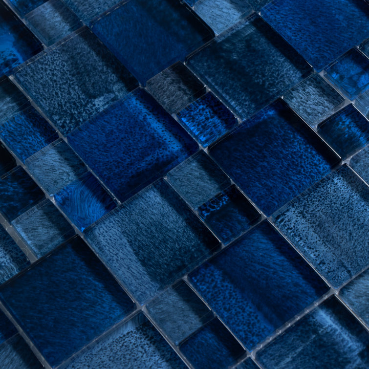 Deep Sea Blue Polished Glass Mosaic Wall Tile