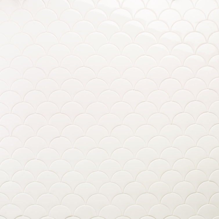 Pure White 2" x 5" Ceramic Fish Scale Wall Tile