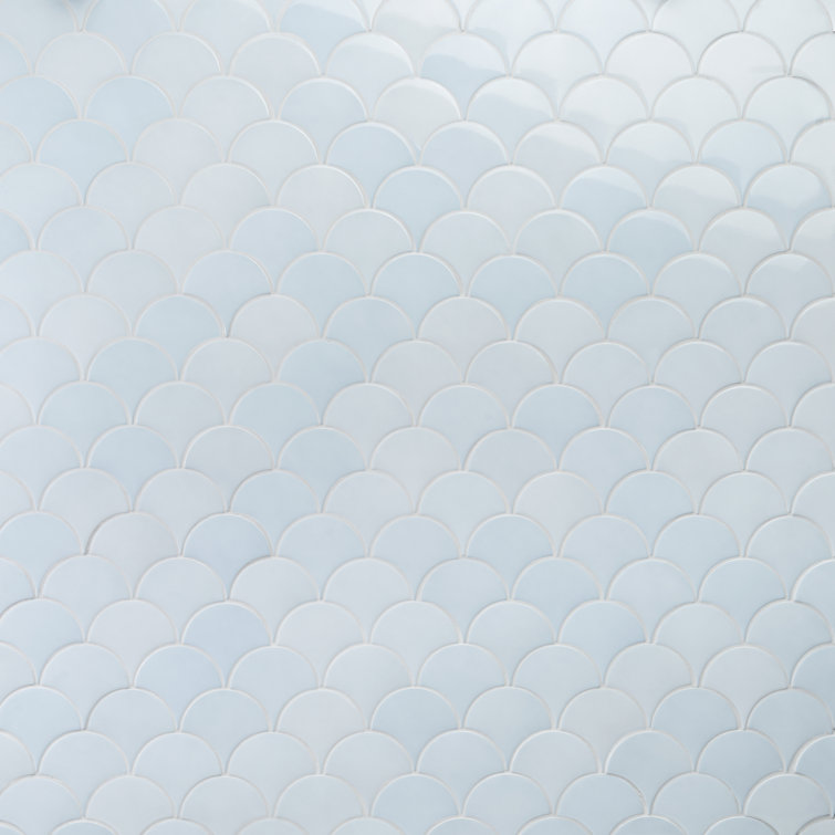 Sky Blue 2.44" x 5" Ceramic Fish Scale Wall Tile