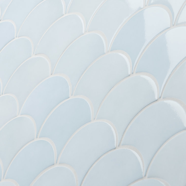 Sky Blue 2.44" x 5" Ceramic Fish Scale Wall Tile