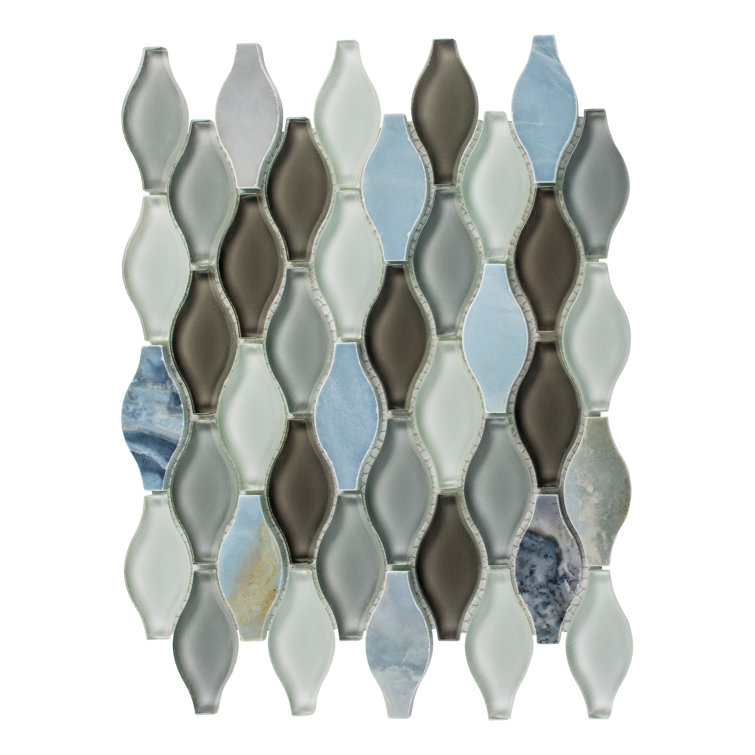 Annabelle Blue and Gray Polished Marble Mosaic Tile