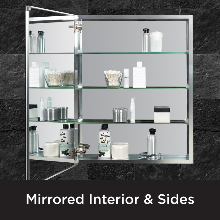 24" Frameless Aluminum Medicine Cabinet with Beveled Mirror
