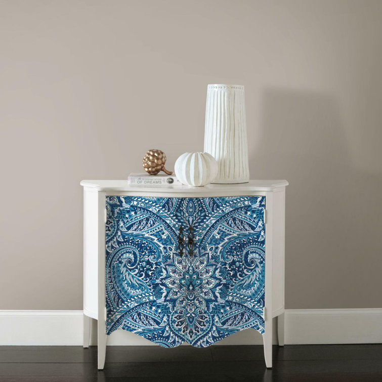 Blue and Gray Paisley Peel & Stick Wallpaper Roll