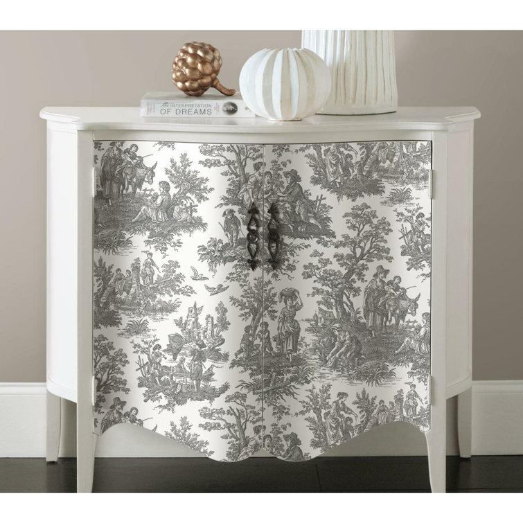 Gray and White Vinyl Country Life Toile Peel and Stick Wallpaper