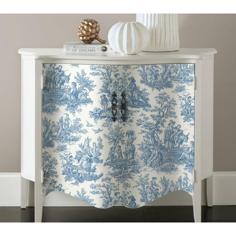 Blue and White Vinyl Peel & Stick Toile Wallpaper Roll
