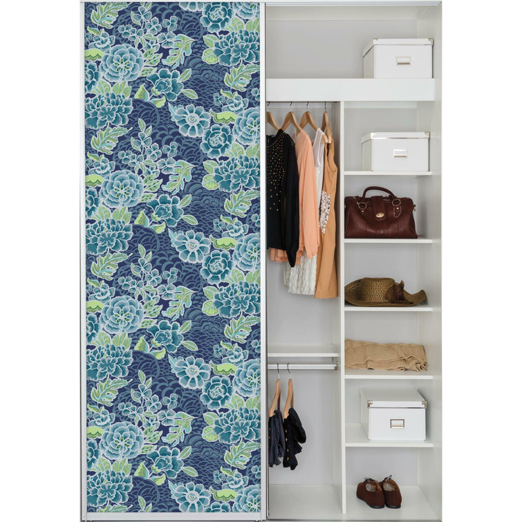 Blue and Green Floral Peel and Stick Wallpaper Roll