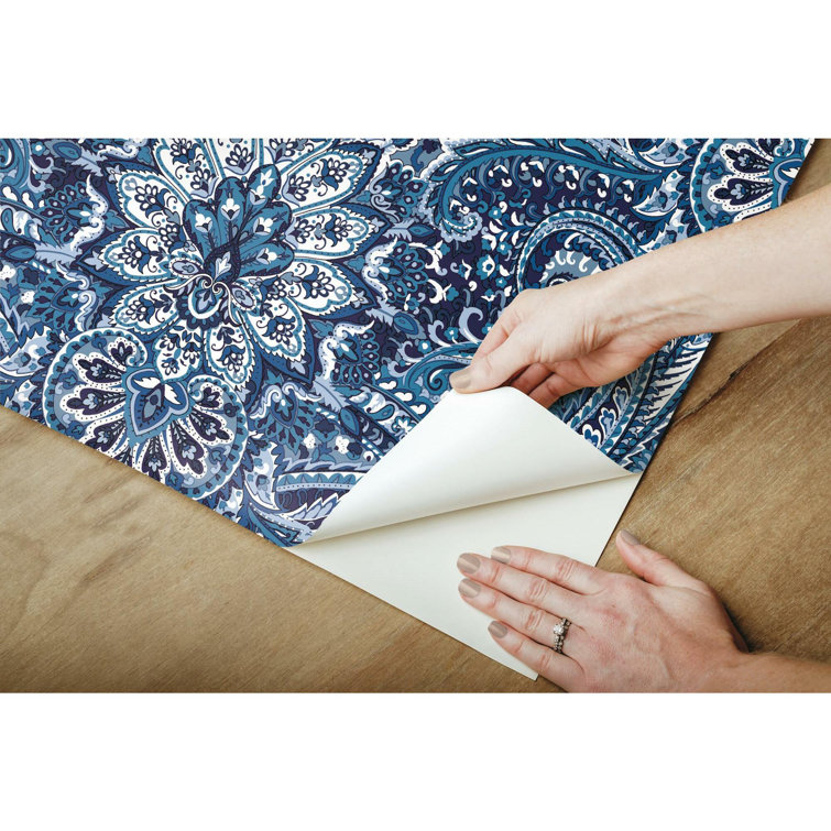 Blue and Gray Paisley Peel & Stick Wallpaper Roll