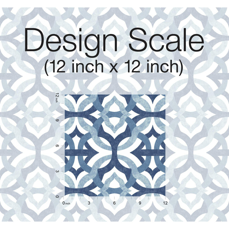 Blue and White Geometric Vinyl Peel and Stick Wallpaper Roll
