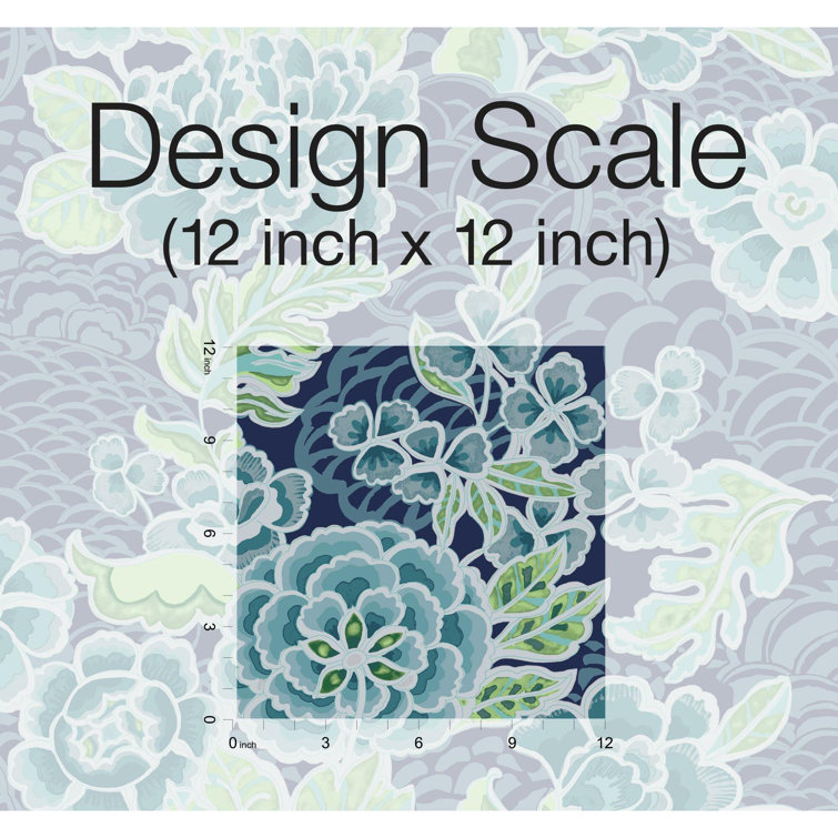 Blue and Green Floral Peel and Stick Wallpaper Roll