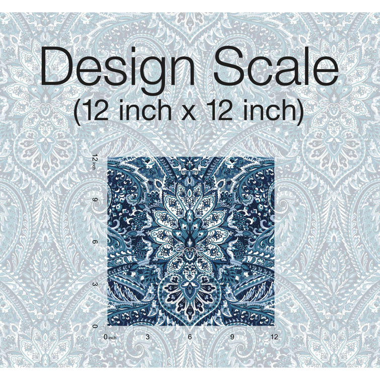 Blue and Gray Paisley Peel & Stick Wallpaper Roll