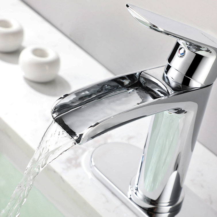 Yahto Polished Chrome Single-Handle Waterfall Bathroom Faucet