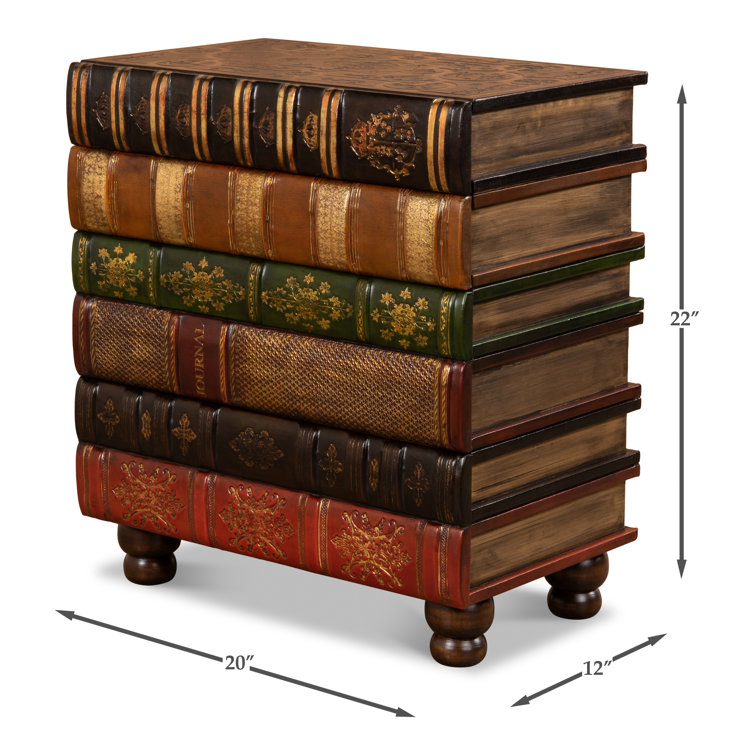 Multicolor Faux Book Design Traditional Accent Chest