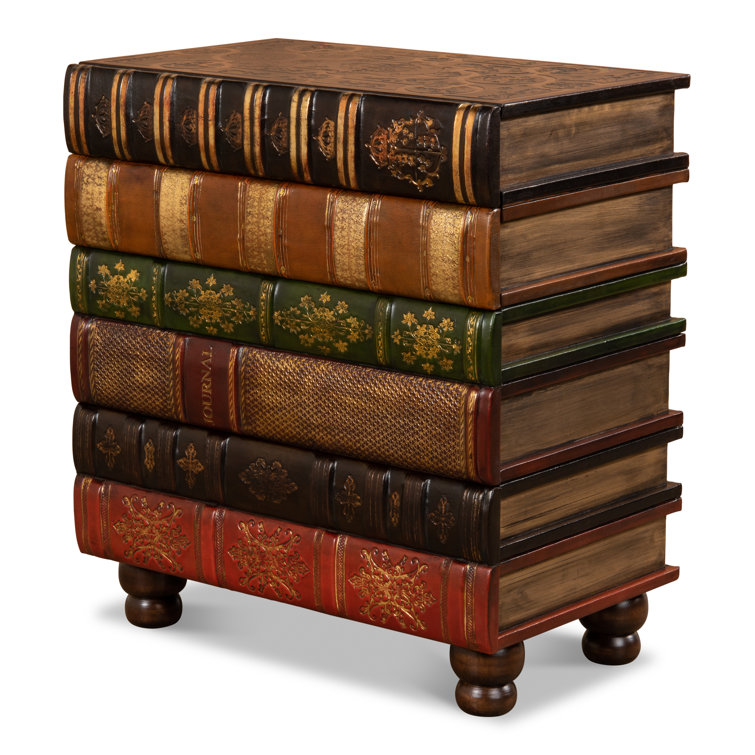 Multicolor Faux Book Design Traditional Accent Chest