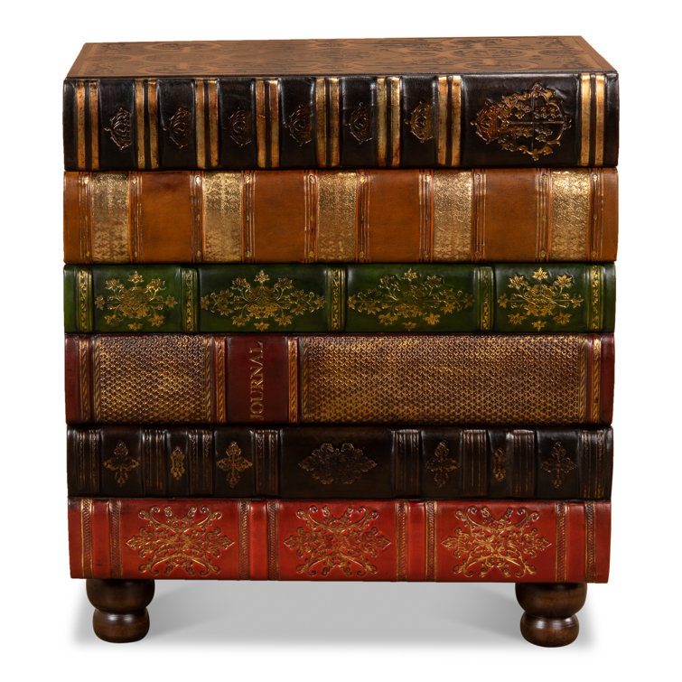 Multicolor Faux Book Design Traditional Accent Chest