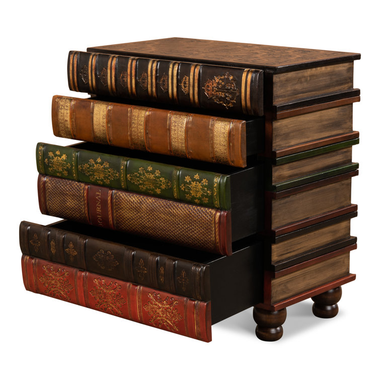 Multicolor Faux Book Design Traditional Accent Chest