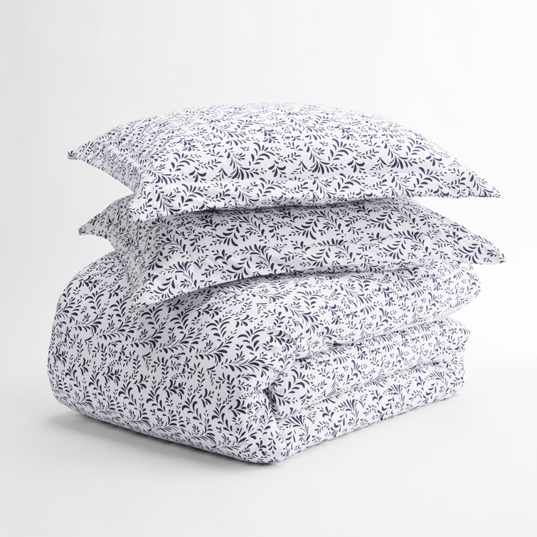 Light Blue Floral Print Full/Queen Duvet Cover Set