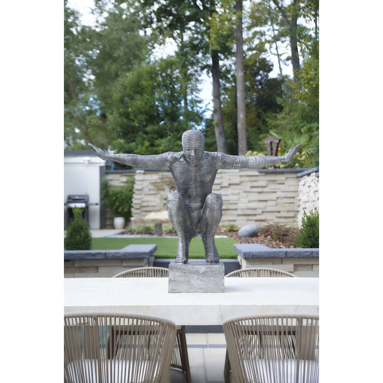 Transitional Large Silver Metal Outstretched Arms Statue