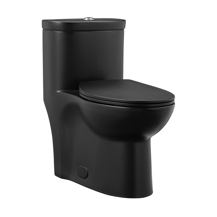 Sublime Matte Black Ceramic One-Piece Elongated Toilet