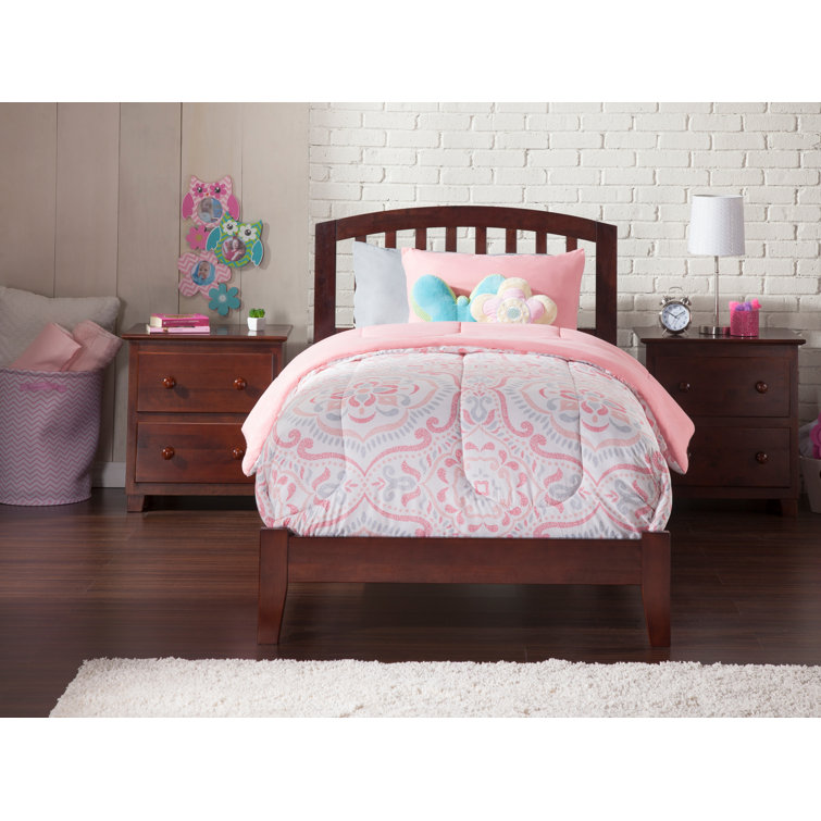 Walnut Twin Mission Wood Bed Frame with Headboard