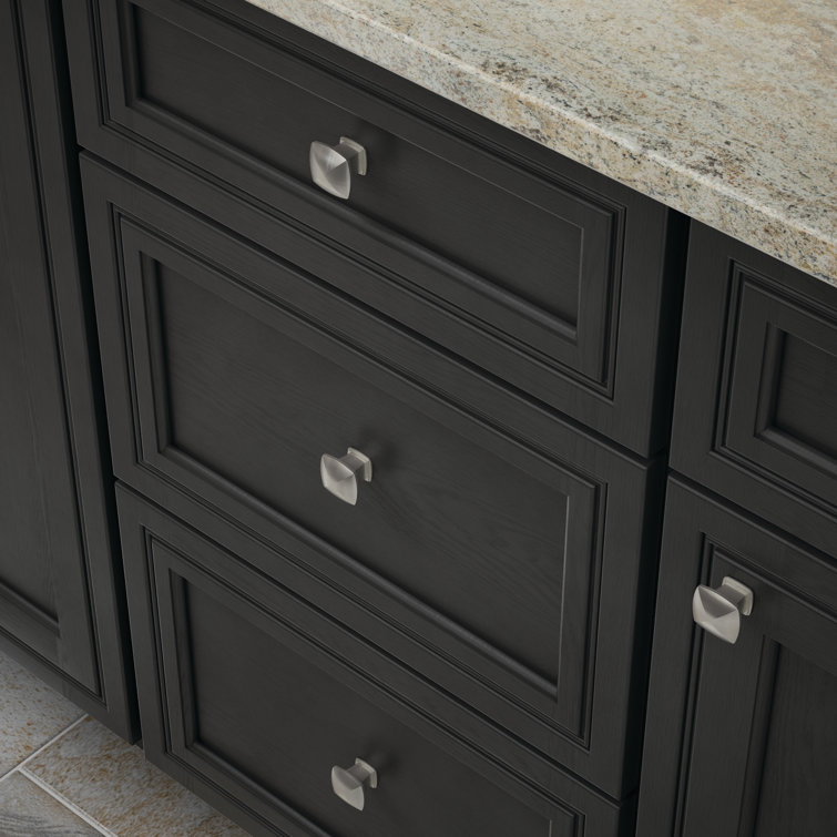 Brushed Nickel Square Cabinet Knob with Mounting Hardware