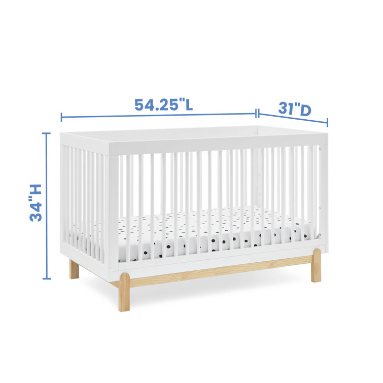 Bianca White and Natural Wood 4-in-1 Convertible Crib