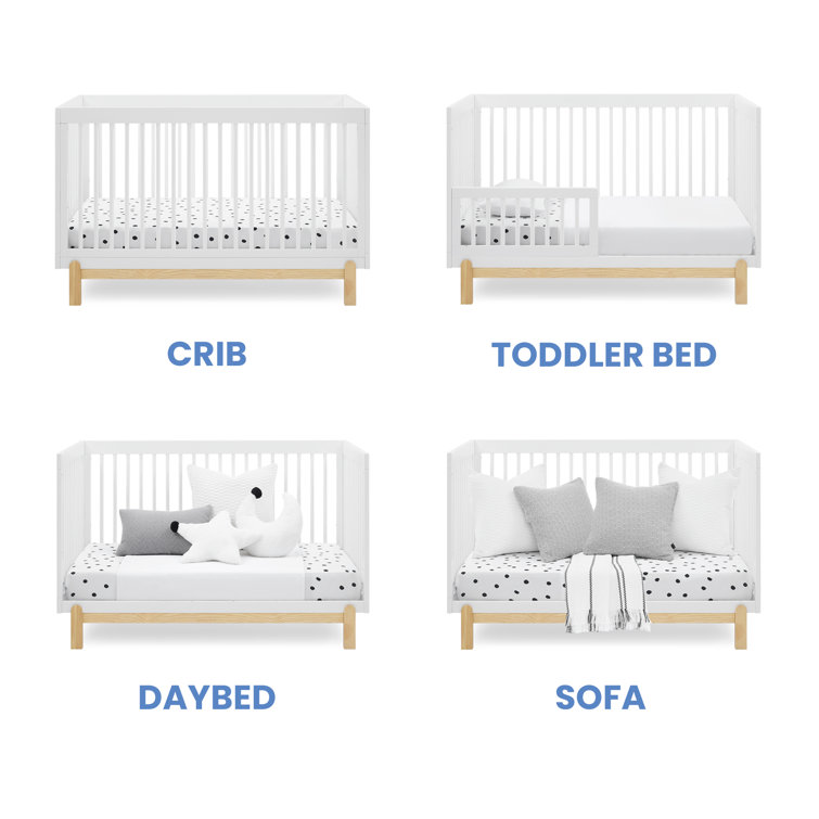 Bianca White and Natural Wood 4-in-1 Convertible Crib