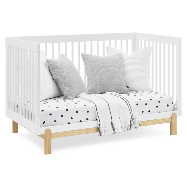 Bianca White and Natural Wood 4-in-1 Convertible Crib