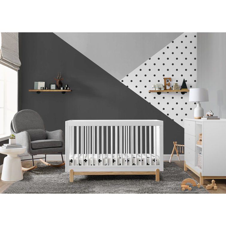 Bianca White and Natural Wood 4-in-1 Convertible Crib