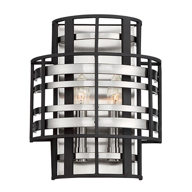 Presten Brushed Nickel & Sand Coal 2-Light Dimmable Wall Sconce
