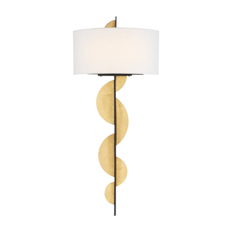 Navia 27.5" Sand Coal & Ardent Gold Leaf Dimmable LED Wall Sconce