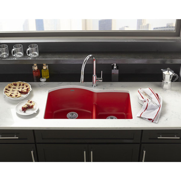 Charcoal Quartz Double Bowl Undermount Kitchen Sink