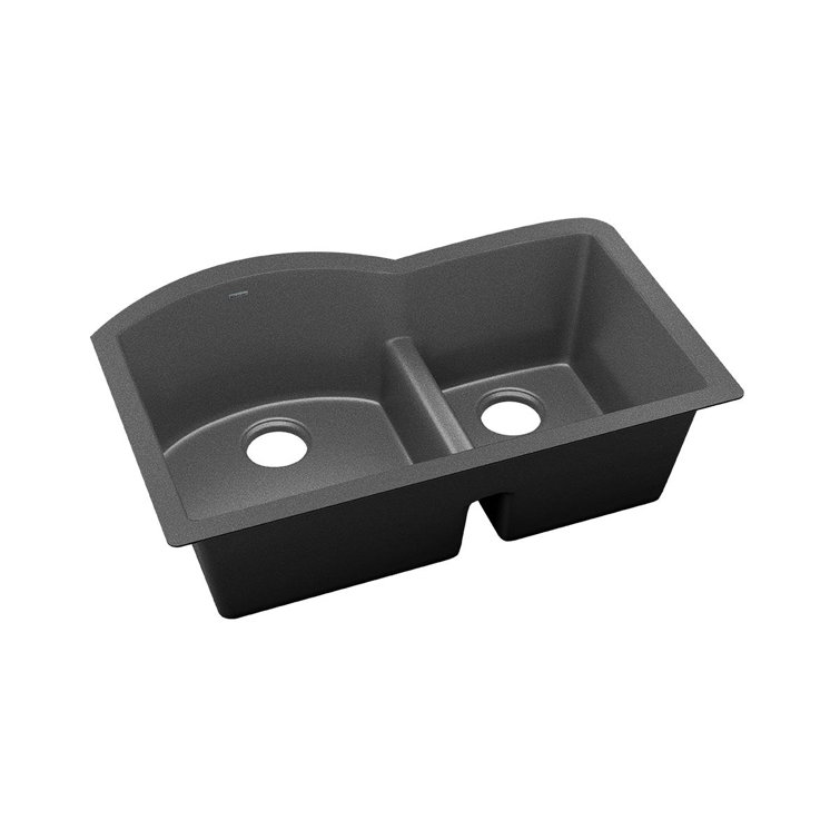 Charcoal Quartz Double Bowl Undermount Kitchen Sink