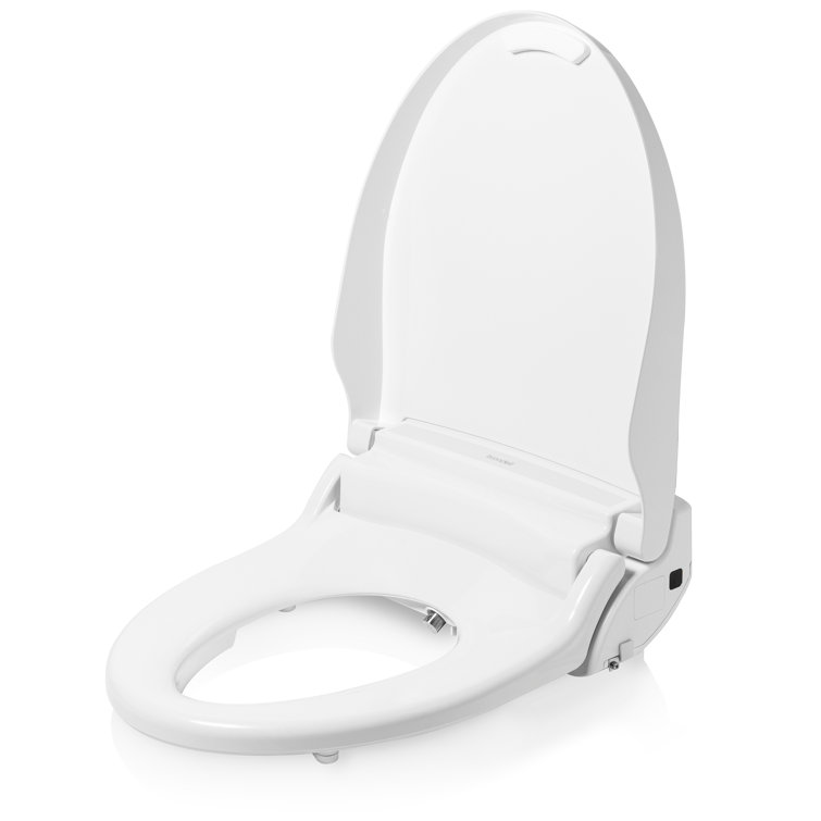 White Elongated Heated Bidet Toilet Seat with Remote Control