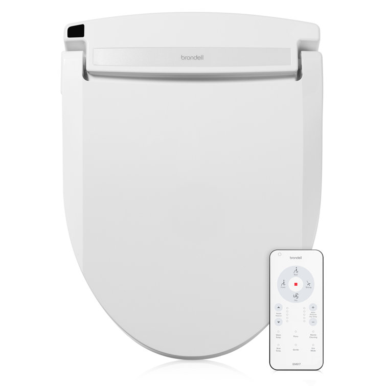 White Elongated Heated Bidet Toilet Seat with Remote Control