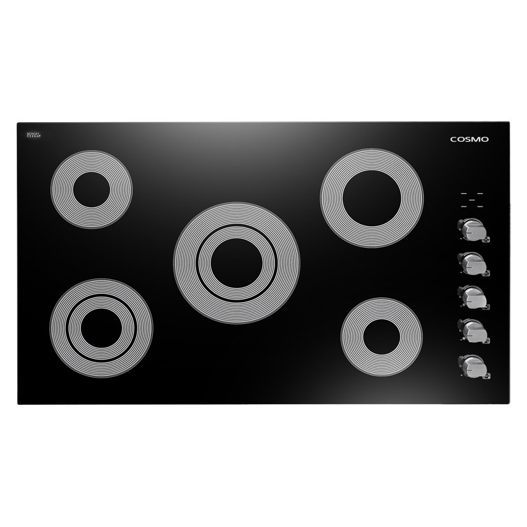 36" Black Ceramic Glass Electric Cooktop with 5 Burners