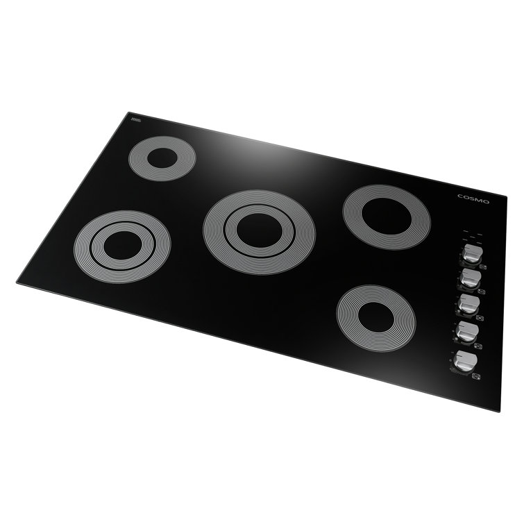 36" Black Ceramic Glass Electric Cooktop with 5 Burners