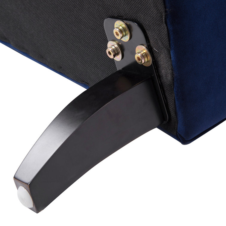 Navy Blue Velvet Wood Handcrafted Accent Chair, 37"x32.5"x38"