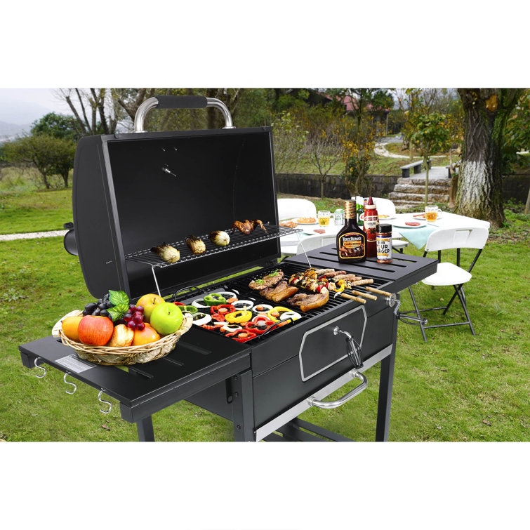 Royal Gourmet Black Stainless Steel 30-Inch Charcoal Grill with Smoker