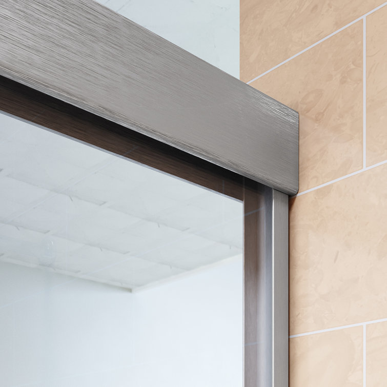 60" W x 57" H Nickel Semi-Frameless Sliding Tub Door with Clear Glass