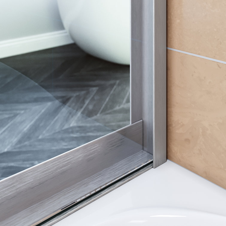 60" W x 57" H Nickel Semi-Frameless Sliding Tub Door with Clear Glass